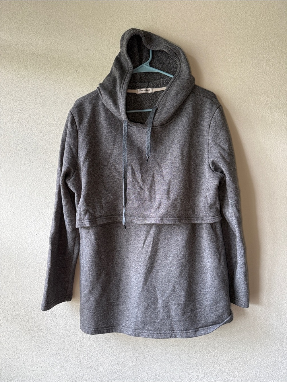Bearsland Gray Hooded Cowl Pullover Sweater